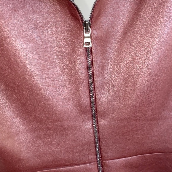 BCBGMaxAzria Burgundy Faux Leather Peplum Top - Picture 11 of 11